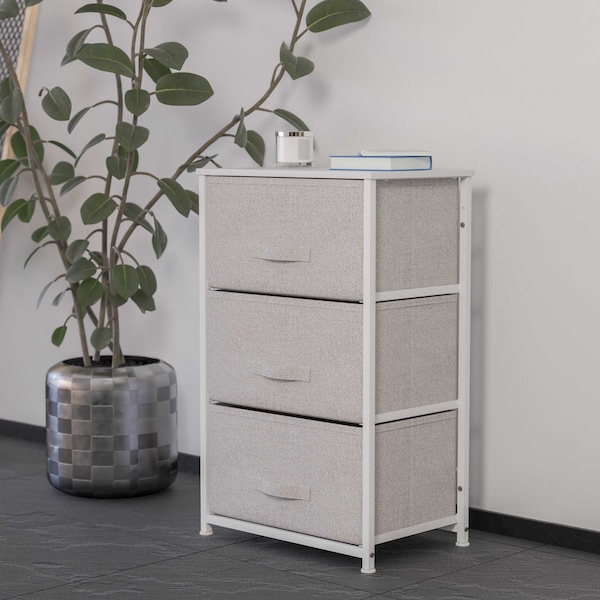 Flash Furniture White/Gray 3 Drawer Storage Dresser Organizer WX-5L20-X-WH-GR-GG - main